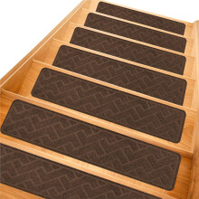 10-Piece Anti-Slip Stair Mat, Washable, Wear-Resistant, Embossed Stair Tread Mat, Indoor Wooden Stair Protection Mat