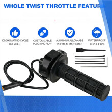 Acelerador de Completo para , Acelerador de Bicicleta Eléctrica de 3 Pines, Enchufe y Juega de 12V-72V para Kit de Transmisión Media para