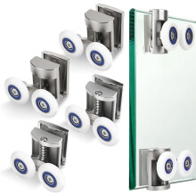 4 Pieces 25mm Shower Door Rollers Stainless Steel Shower Door Wheels for Curved Sliding Shower Doors, for 6-8mm Glass