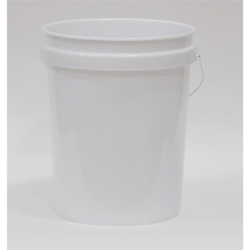 5-Gallon Round Multipurpose Bucket White Plastic Set of 2 Comfortable-Grip Handle, Stackable Design, Easy to Clean