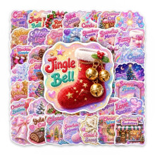 50PCS Christmas Holographic Stickers Waterproof Vinyl Scrapbook DIY Journal Laptop Gift Decor Stickers