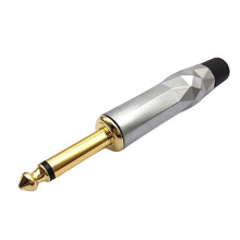 5Pcs Gold-Plated Gem-Shaped Design 6.35MM 2-Pole Mono Male Jack Guitar Microphone Speaker Cable Audio Welding Plug Black