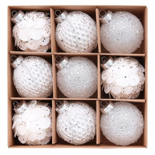9 Pièce Ornements de Boules de Noël en Mousse Peinte Décoration de Fête de Noël Artisanale de Luxe Nouvelles Sphères de Noël B
