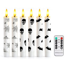 6 Pcs Halloween Flameless Taper Candles Battery Operated LED Candles Haunted Table Centerpiece for Party Table Decor