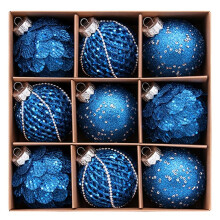 9 Pièce Ornements de Boules de Noël en Mousse Peinte Décoration de Fête de Noël Artisanale de Luxe Nouvelles Sphères de Noël C