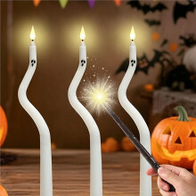 Halloween Taper LED Candles Remote Timer Halloween Decorations Indoor Cute Spooky Ghosts for Table & Mantel