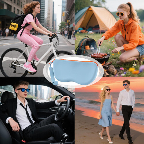 Soft Silicone Glasses Case with Zipper Lanyard Hangable 2