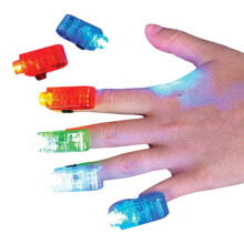 Bulk 12 Cards (48 Rings) LED Finger Lights, 4 Color Flashlights Per Pack, Rave, Parties, Safety At Night, Halloween