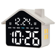 Orologio Digitale di Allerta, Orologio da Camera con Indicatore di Data e Settimana, Doppia Sveglia, Dimmer e Luce Ambientale