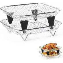 Airfryer Accessoires, Heet Lucht Frituur Accessoires, Vierkante, Stapelbare Airfryer Rooster voor Heet Lucht Frituur, RVS 304