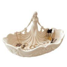 Plateau de Maquillage avec Sculpture de Déesse, Dish Décoratif pour Rangement de Bagues, Boucles D'Oreilles, Parfum et Petits Objets