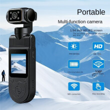 4K Handheld Pocket Camera Rotatable Body Cam LCD Screen for Outdoor Travel Sports Vlog Recording
