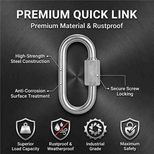 M8 Quick , 20 Pack Chain Connectors, 3" Heavy Duty Chain Hooks, 1500 LBS Capacity for Backpack, Shade Sail, Hammock