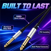 10 Pcs 10Ft 6.35mm Instrument Guitar Cable, 6.35mm to 6.35mm Audio Cord for Guitar Drum Audio Device