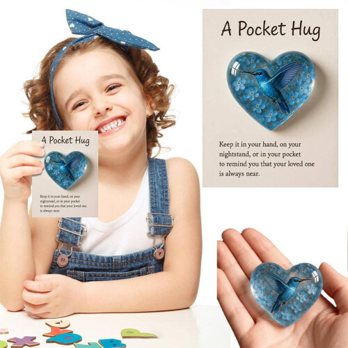 Heart-Shaped Hummingbird Hug Token Acrylic 1pc