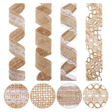 Jute-Ripsbandrollen für Bastelarbeiten mit Schnur, 4 Stile Rustikale Hochzeitsdekoration, Jeweils 5,5 Yards