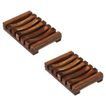 2 Pièces Support de Savon en Bois DIY, Accessoires de Salle de Bain en Bois Naturel Fait Main, Porte-Savon en Bois, Égouttoir à Savon
