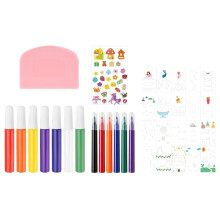 Rainbow Scratch Arts Kit for Kids, Squeegee Painting Cards with DIY Postcard Backs, Inventive Gift Activity