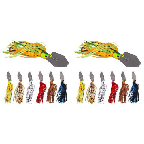 12 Stück Angelköder, Köder Spinner Swim Flipping Bladed Jigs, Chatter Fischköder für Lachs, Hecht, Forelle, Schaukelanhänger