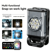 Multifunctional Work Light Rechargeable Inspection Lamp Portable COB Flashlight with Digital RGB Display USB Work Lamp