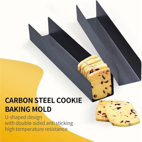 4pcs U-Shape Biscuit Cake Bread Mold, Non-Stick Cranberry Cookie Mold, Rectangular Cookie & Bread Mold for Baking