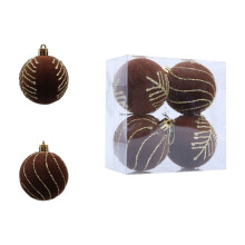 Velvet Christmas Balls Brown 2.36 Inch 4 Pack