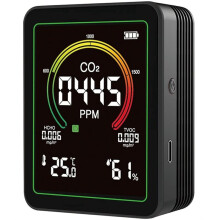 Air Quality Monitor Indoor, 5-in-1 Portable Real- CO2 Detector for CO2 Temperature Humidity HCHO TVOC