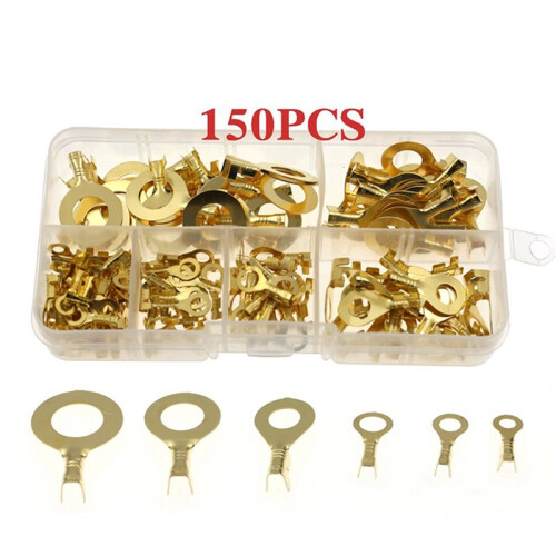 300 Pcs Cable Ring Terminal Ring Cable Lugs Copper Lugs Ring Terminals Connectors Brass Crimp Cable Wire Terminals 2