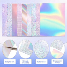 54 Sheets Holographic Cardstock, 8 X 12 Inch Metallic Glitter Shiny Mirror Paper 250gsm/92lb for Arts and Crafts