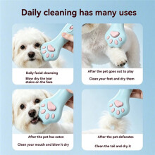 2-in-1 Pet Hair Dryer &Grooming Brush Cute Cat Paws Pet Blower Portable Electric Slicker Comb for Massage Drying EU Plug