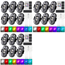 18 Stuks Draadloze LED-Verlichting voor Auto met Afstandsbediening, Draadloze LED-Stroboscooplampen in 8 Kleuren voor Auto, Motorfiets, Drone, Fiets