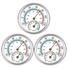 Termómetro Higrómetro Analógico 2 en 1 Monitor de Temperatura y Humedad para Pared de Oficina en Casa Paquete de 3 Plata