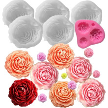 Peony Silicone Candle Mold Small Peony 2.83in & Triple Rose Silicone Molds, for Handmade Candle Soap Decor