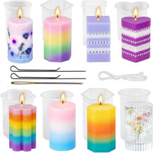 Silicone Candle Molds Set 8PCS Cylinder & Hexagon Mould Resin Mold Silicone Resin Mold for Making Soap Clay Molds Decor