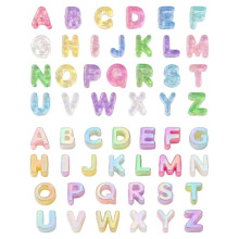52PCS A-Z Letter Beads Horizontal Hole Acrylic DIY Alphabet BagCharm,Ideal for Bracelets,Keychains,Bag Charms Making DIY