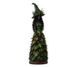 Figurine de Sorcière Enchantée D'Automne, Ornement de Sorcière D'Automne pour Halloween, Sculpture de Sorcière en Résine Rustique D