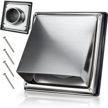 4 Inch Dryer Vent Cover Outside, Stainless Steel Exterior Wall, Silver 45 Rain Shield, for Dryer Duct and RV