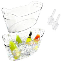 6.5L Large Ice Bucket Set of 2 - Clear Acrylic Drink Tub with 2 Scoops for Party, Wine, Beer & Cocktail Bar