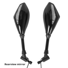 Espejo Retrovisor Universal Modificado para Motocicleta de 10 mm con Luz de Señal de Espejo Retrovisor LED con Espejo Lateral Iluminado, B