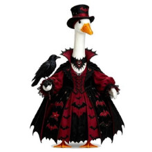 Costume de Oie de Porche Vampire D'Halloween pour Statue de Jardin en Plastique/Ciment de 23" Décoration de Cour