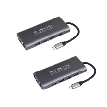 11-in-1 USB C Hub Docking Station 4K 30Hz -Compatible Multiport Adapter with USB 3.0 PD 100W Fast Charging