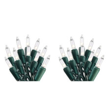 2X Clear Christmas Tree Lights with Green Wire Warm White Lights IP44 Waterproof Outdoor Christmas Tree Lights US Plug,A