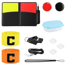 Set di Arbitro, Set di Ombrello con Fischietto da Arbitro, Cartellini Rossi e Gialli, Borsa, Libretto Delle Score, Set di Cartellini per Partite di