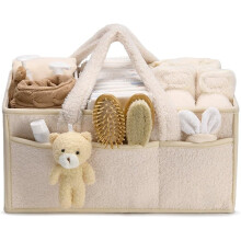 Organizador de Pañales para Bebés con Asa, Canasta de Regalo para Niños y Niñas, Canasta de Almacenamiento de Pañales Portátil para Toallitas