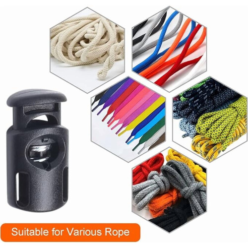 Black Plastic Cord Locks for Drawstrings 10PCS 1