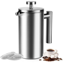 Cafetière à Piston 24 Oz, Cafetière en Acier Inoxydable de Qualité Supérieure pour 2 Tasses, Idéale pour le Camping, les Voyages et la Maison