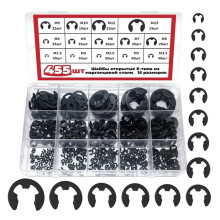 455Pcs Manganese Steel E-Type Snap Spring Washer External Retaining Ring for Shaft M1.5 M2 M2.5 M3 M3.5 M4 M5 M6 M12 M15