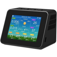 Tuya WiFi Weerstation Luchtkwaliteitsmonitor Slimme Hygrometer Thermometer Kalender Tijd 3 Dagen Weersvoorspelling Zwart