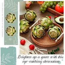 2 Pièces D'Artichauts en Faux Vert pour Bol de Décoration, Légumes et Fruits Factices,  Table de Salle à Manger de Style Ferme pour Mariage