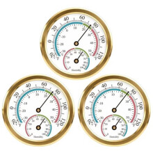 Thermomètre Analogique Hygromètre 2 en 1 Moniteur de Température et D'Humidité pour Maison Bureau Mur Argent 3 Pièces Dorées